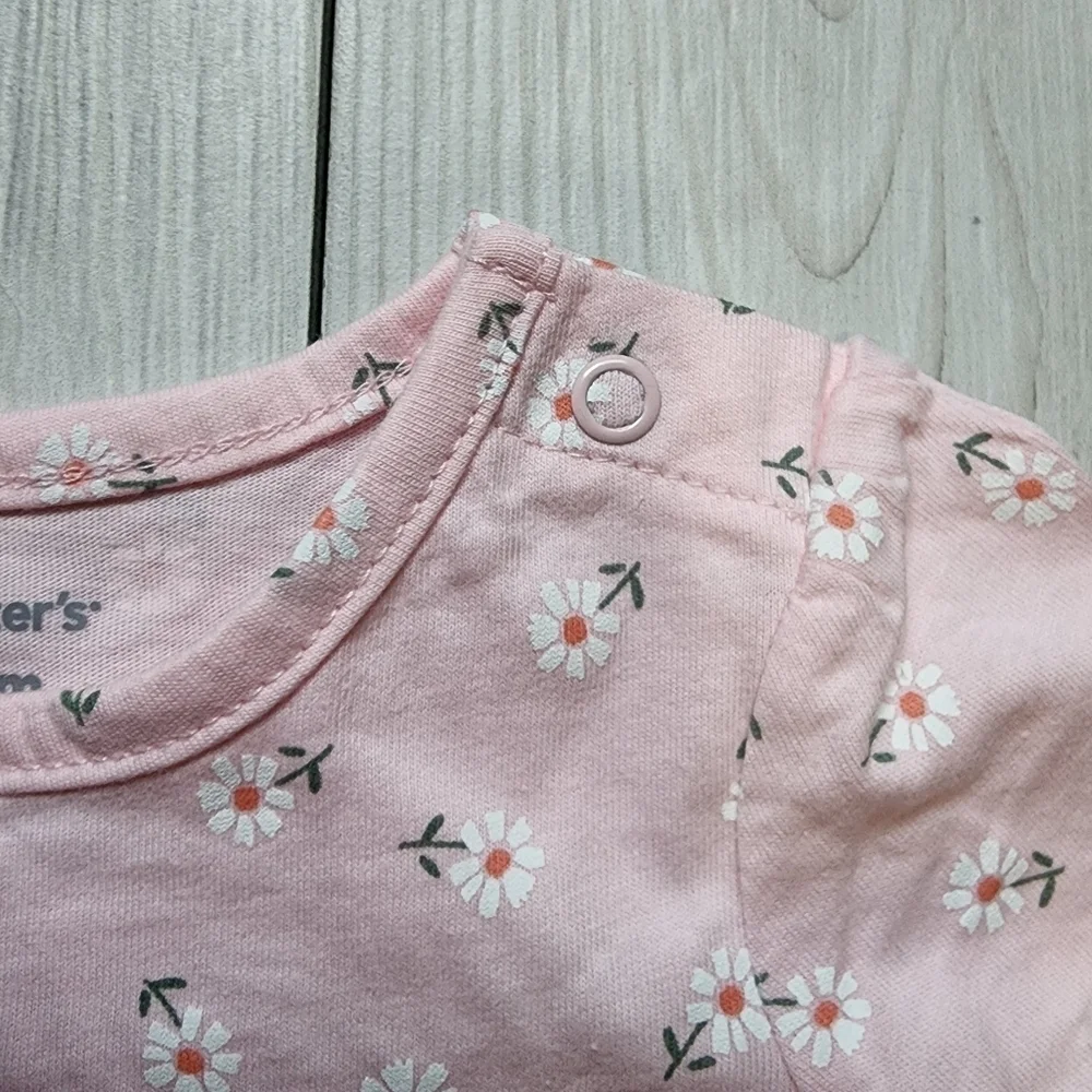 Carter's 2 piece baby outfit pink happy bodysuit with denim pants NWT Size 3 mo